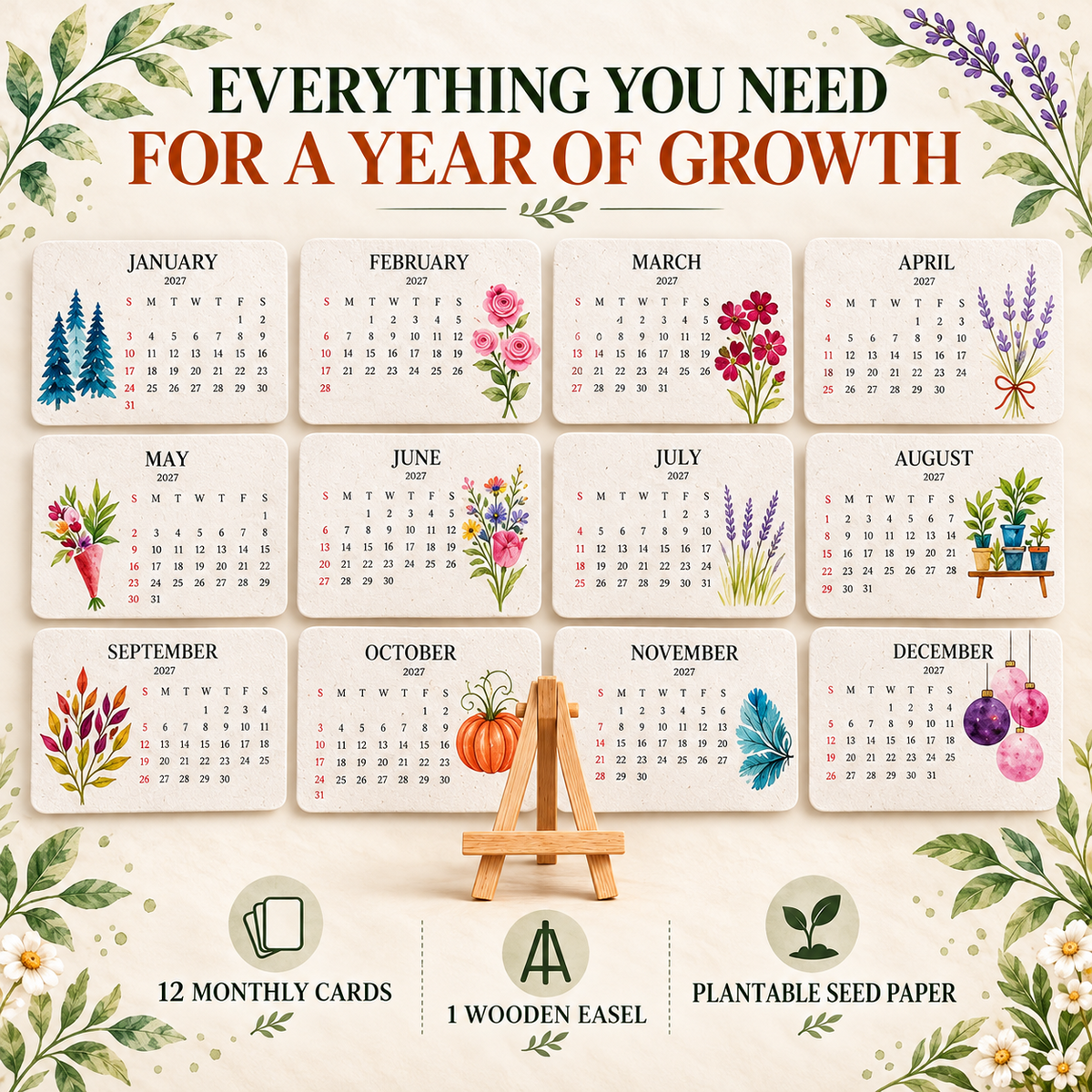🎄Early Holiday Sale 50% OFF 🌱Eco-Friendly Plantable “Timeless” Seed Calendar 2027